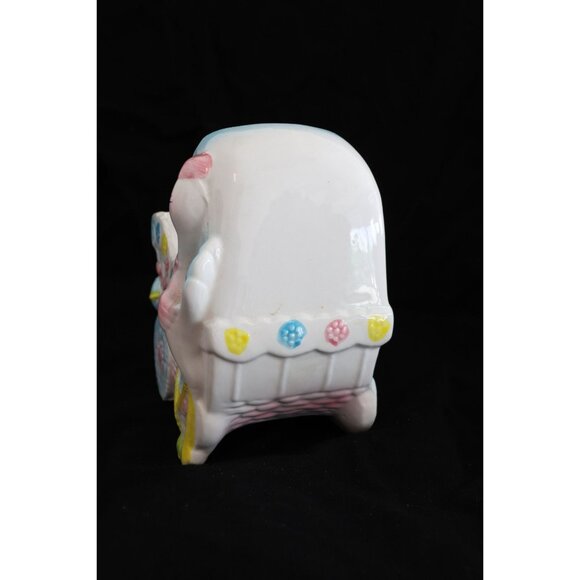 Vintage Rubens Originals Ceramic Baby Carriage Bassinette Stork Delivery 3358 - Picture 3 of 8